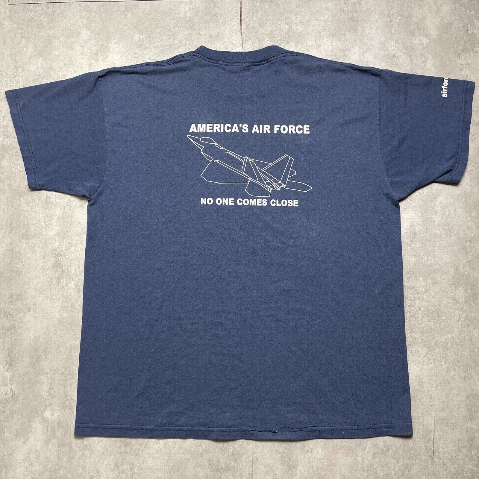 vintage us air force t shirt mens xl blue made in USA fighter jet short sleeve