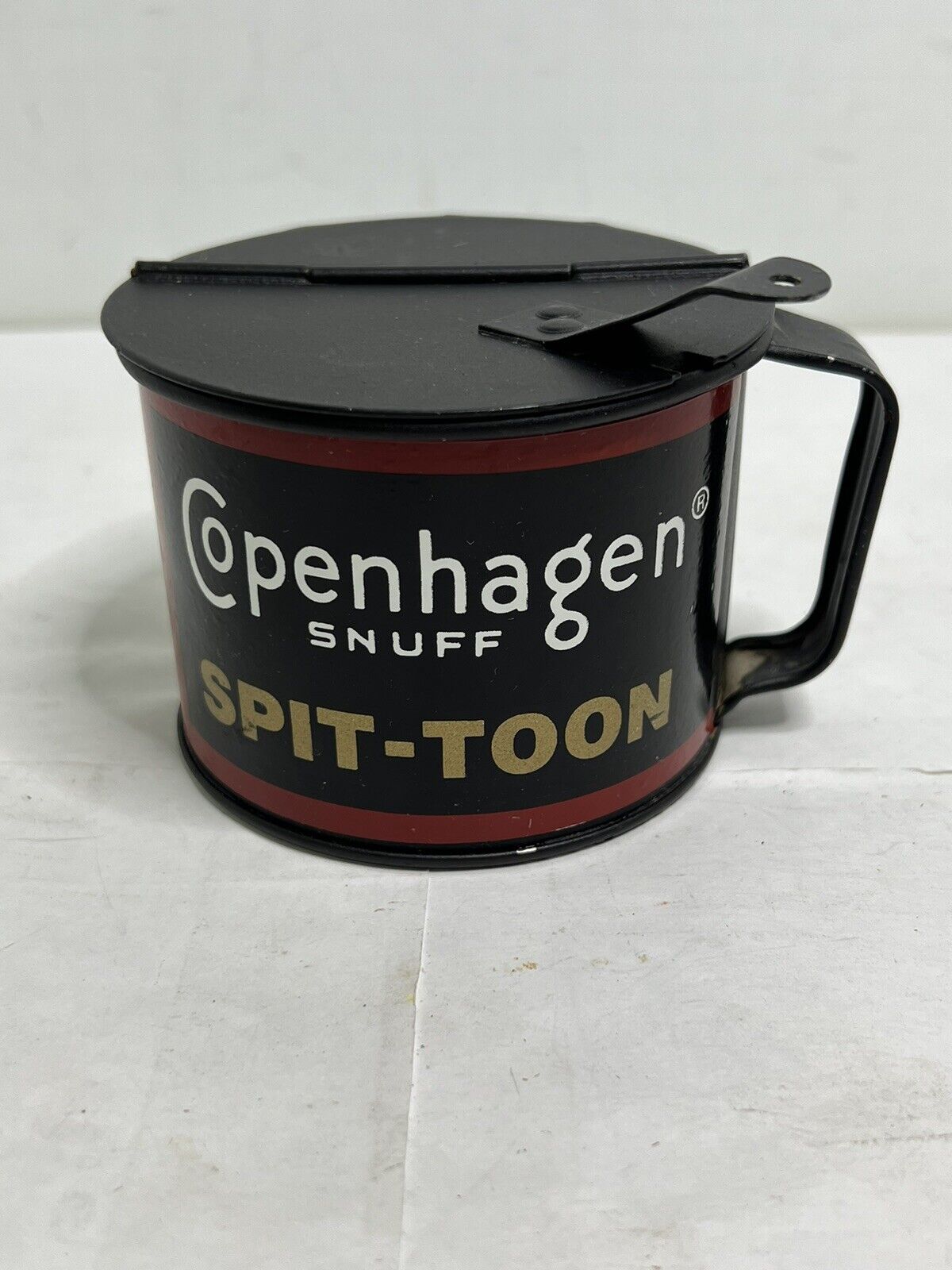 Vintage Copenhagen Snuff Spit-Toon Spittoon Spit Cup w/ Hinged Lid