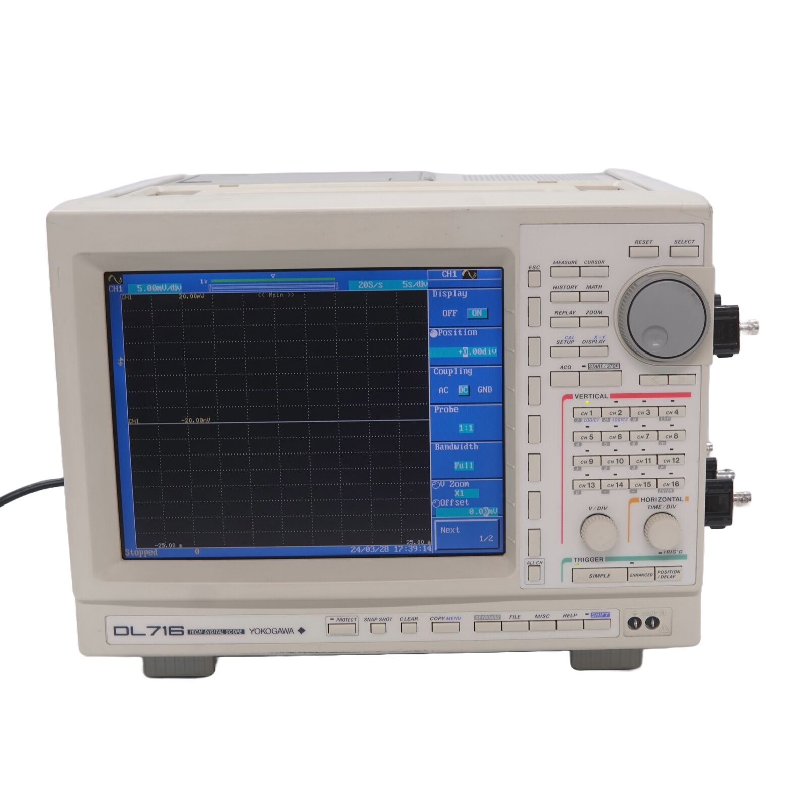Yokogawa  DL716 701830 16 Channel Oscilloscope: (16) Modules w/ Manual