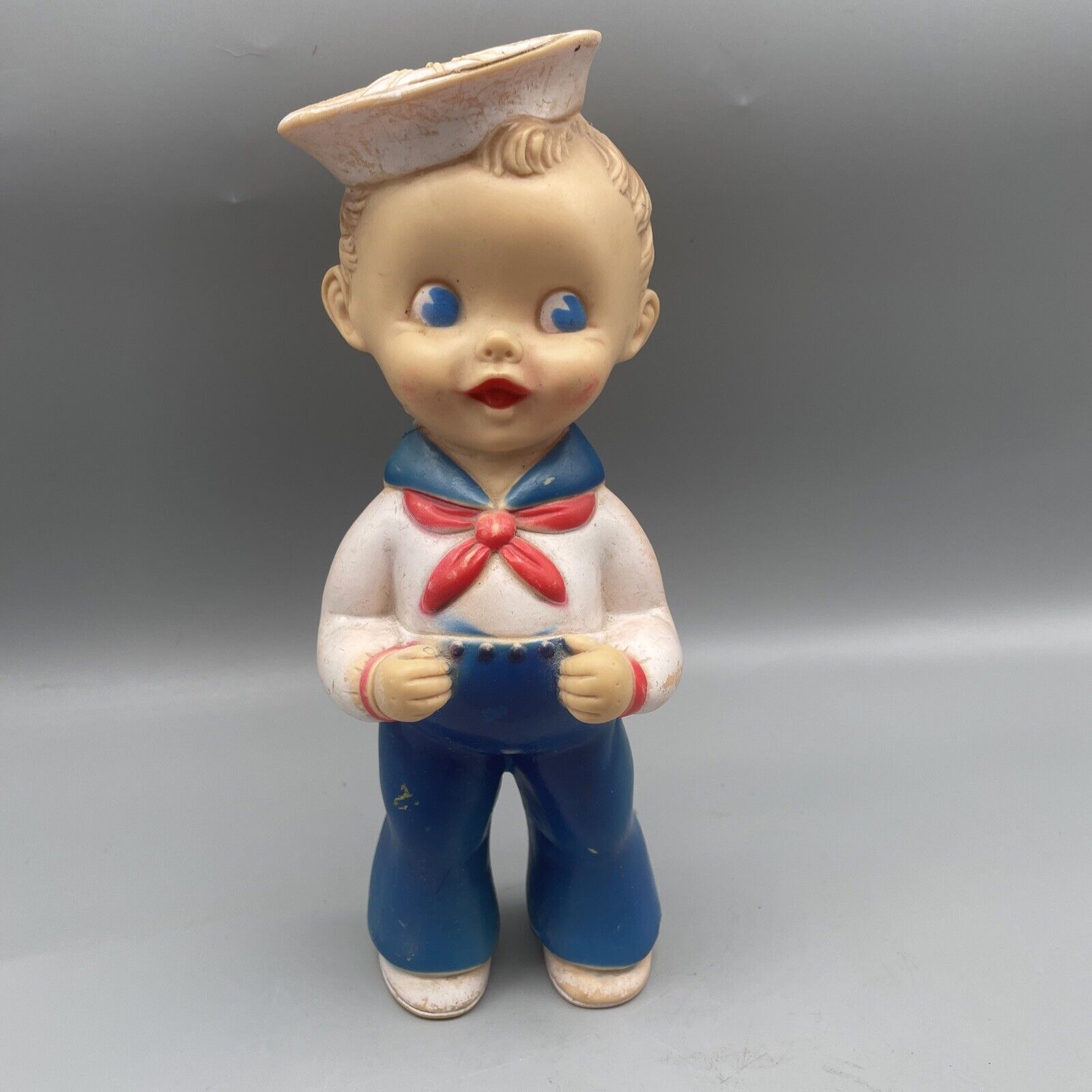 Vintage Sun Rubber Sailor Boy Squeaker Works Toy Doll 1950s 8\