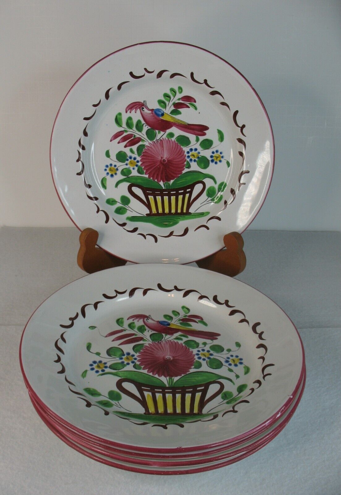 St. Clement France Rooster Chanticleer Set of 5 Plates 8-1/2\