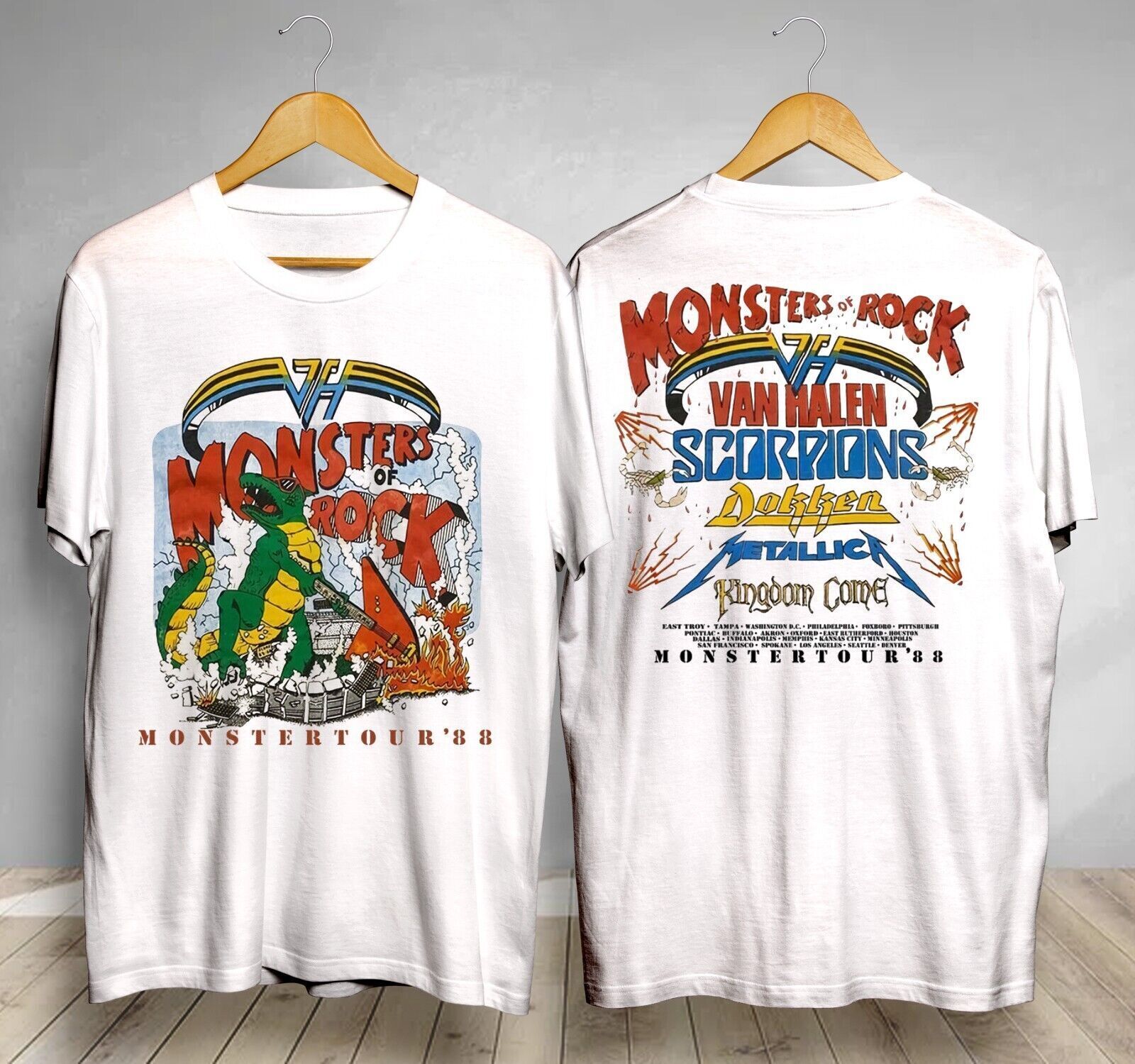 Vintage Monsters of Rock Tour 1988 T-Shirt Vintage Tour Concert Halen Van Gift P