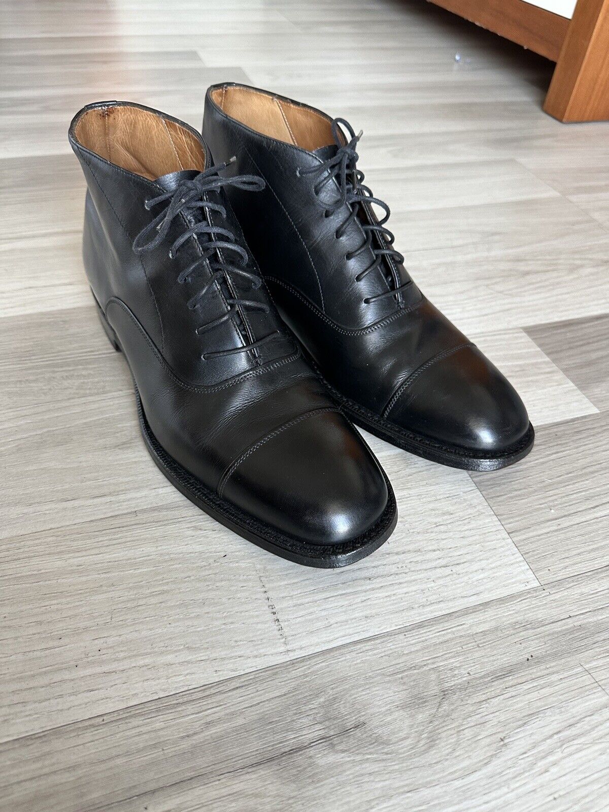 Church’s Black Custom Grade Cap Toe Oxford Boot Men’s Shoes UK 8.5 US 9.5 Narrow