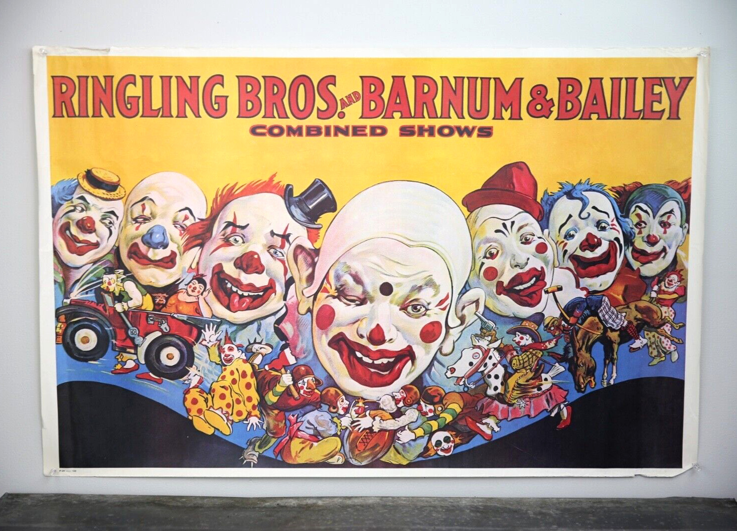 Vintage 1980's Ringling Brothers Barnum & Bailey Circus Clowns Poster carnival