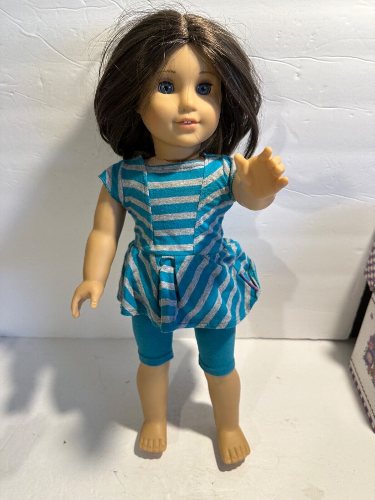 American Girl Doll Brown Hair Blue Eyes Collectable 17.5\