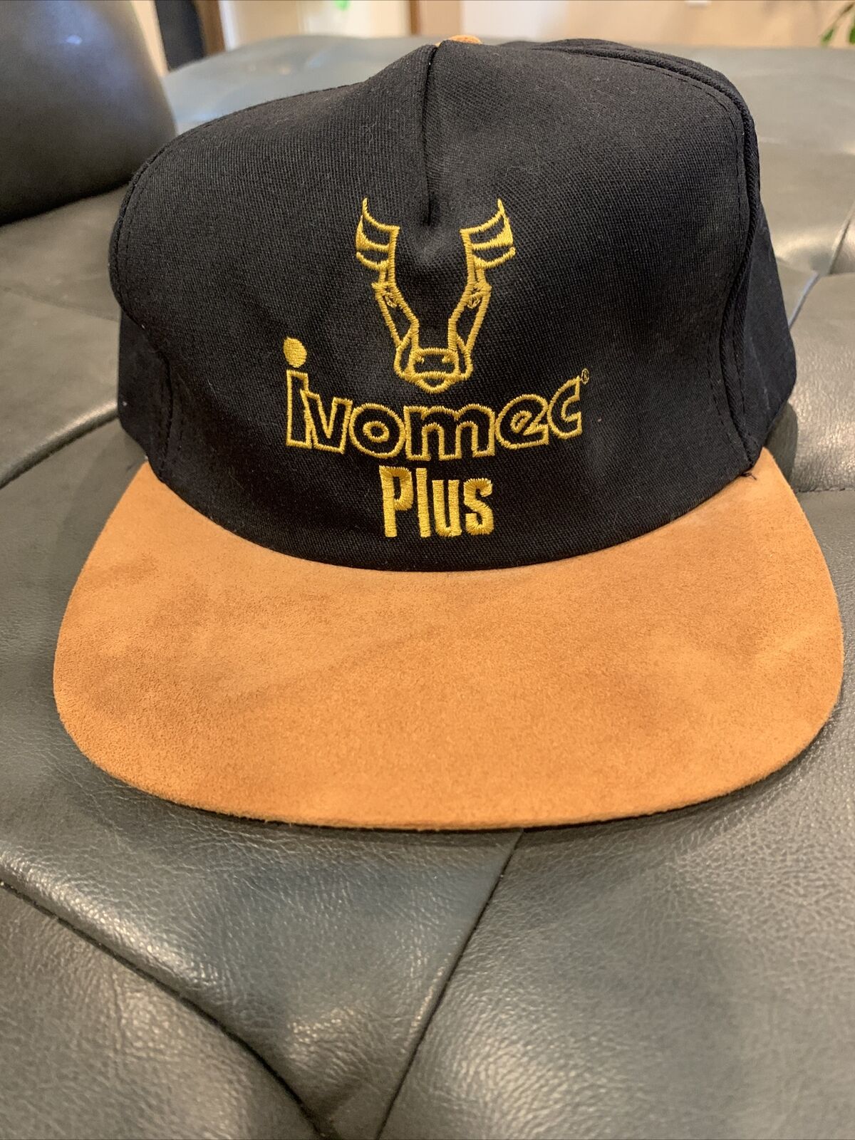 Vintage Ivomec Plus Snapback Suede Feel Bill Embroidered Logo Agriculture USA