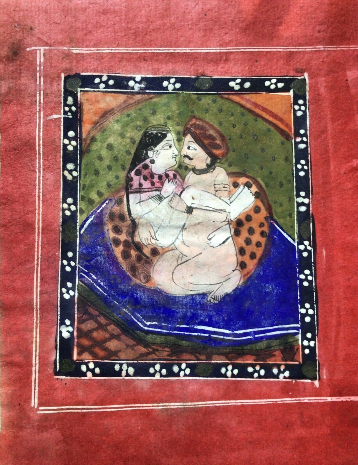 Antique Kamasutra Miniature Painting Original India  Rare Punjab Hills