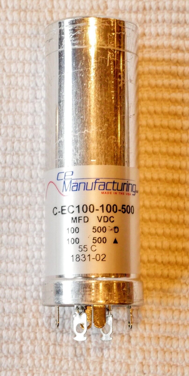 Capacitor  CE MFG CAN ELECTROLYTIC MALLORY  500V 100-100 MFD USA 