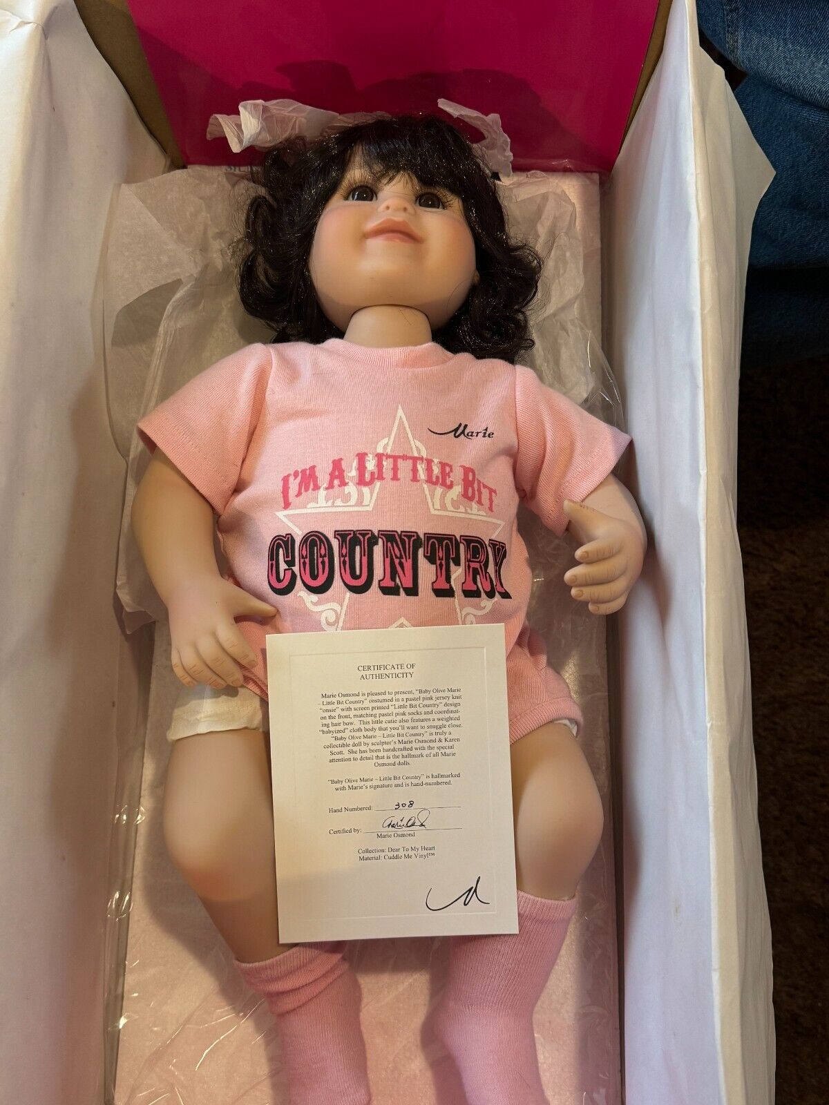 Marie Osmond Doll- Baby Olive Marie-Little Bit Country-with Box & COA #308
