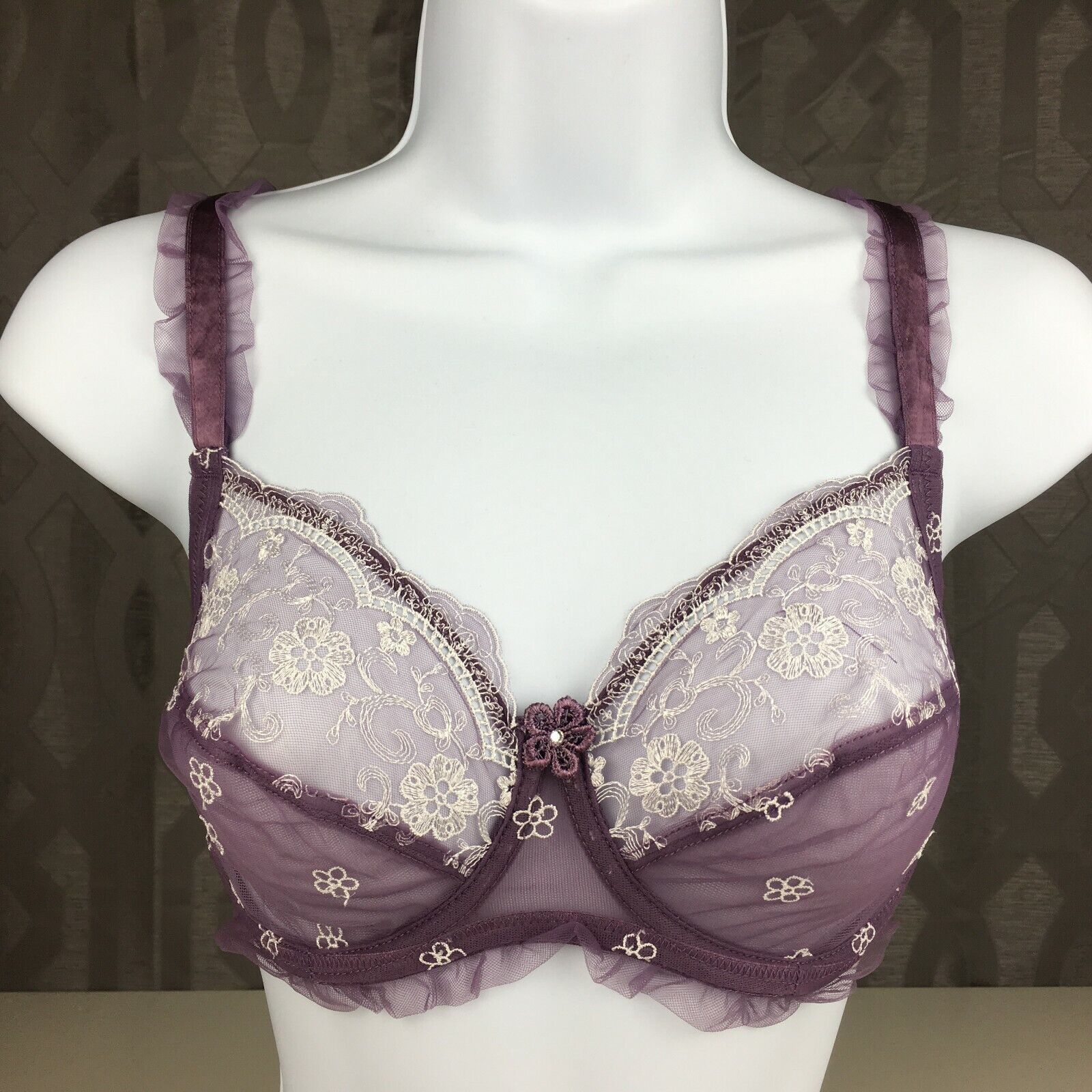ALEGRO Sheer with Lace Underwire Sexy Lingerie Bra - Violet 9003 - 30-40 NWT