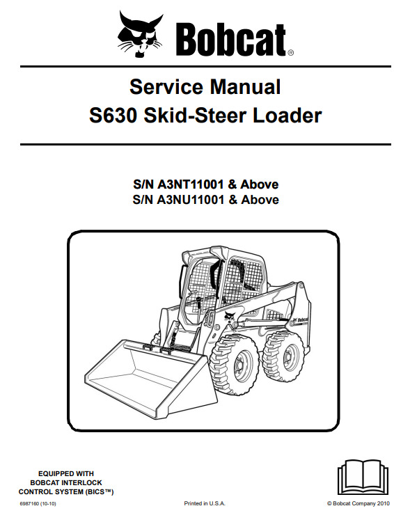 BOBCAT S630 SKID STEER OPERATORS & MAINTENANCE, PARTS & SERVICE MANUAL PDF USB