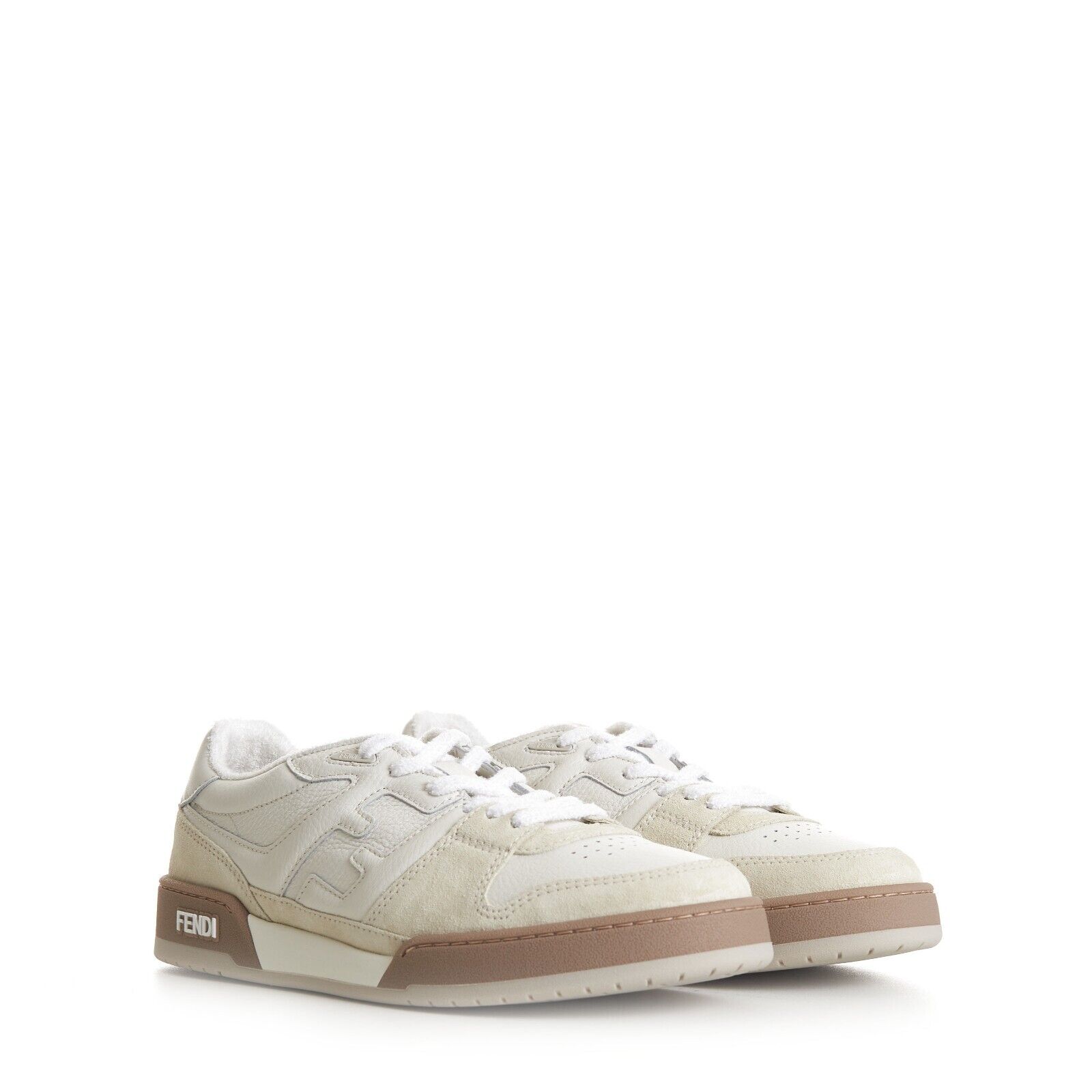FENDI 930$ White \'Match\' Low Top Sneakers - Suede & Leather
