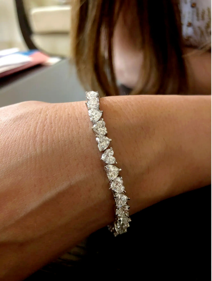 7.00 Ct Heart Cut Lab-Created Diamond Women\'s Bracelet 14k White Gold Plated