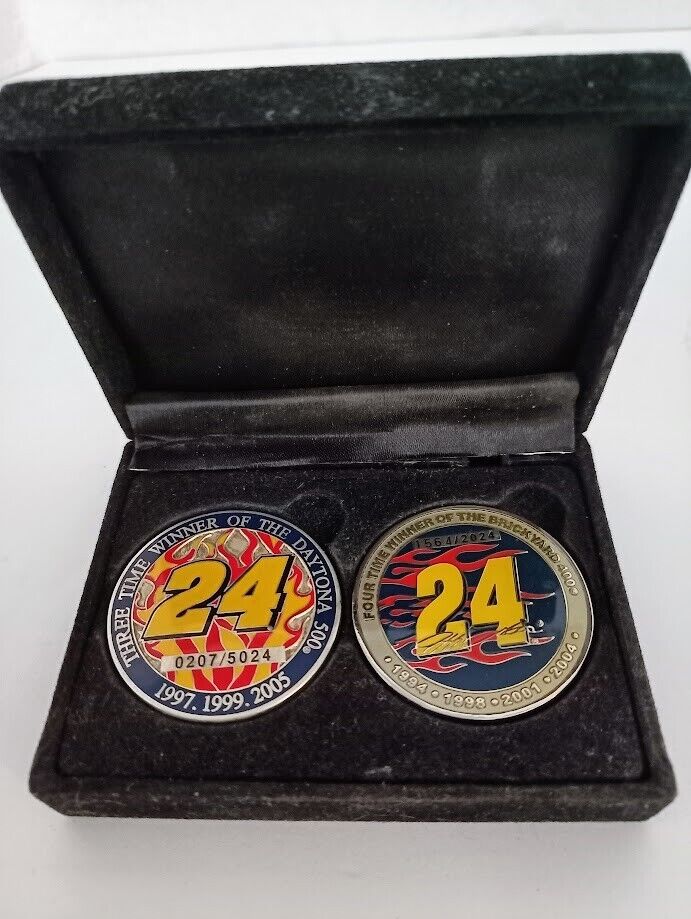 2 Jeff Gordon #24 Commemorative Coins #'ed Daytona 500 & Brickyard 400 Winner  