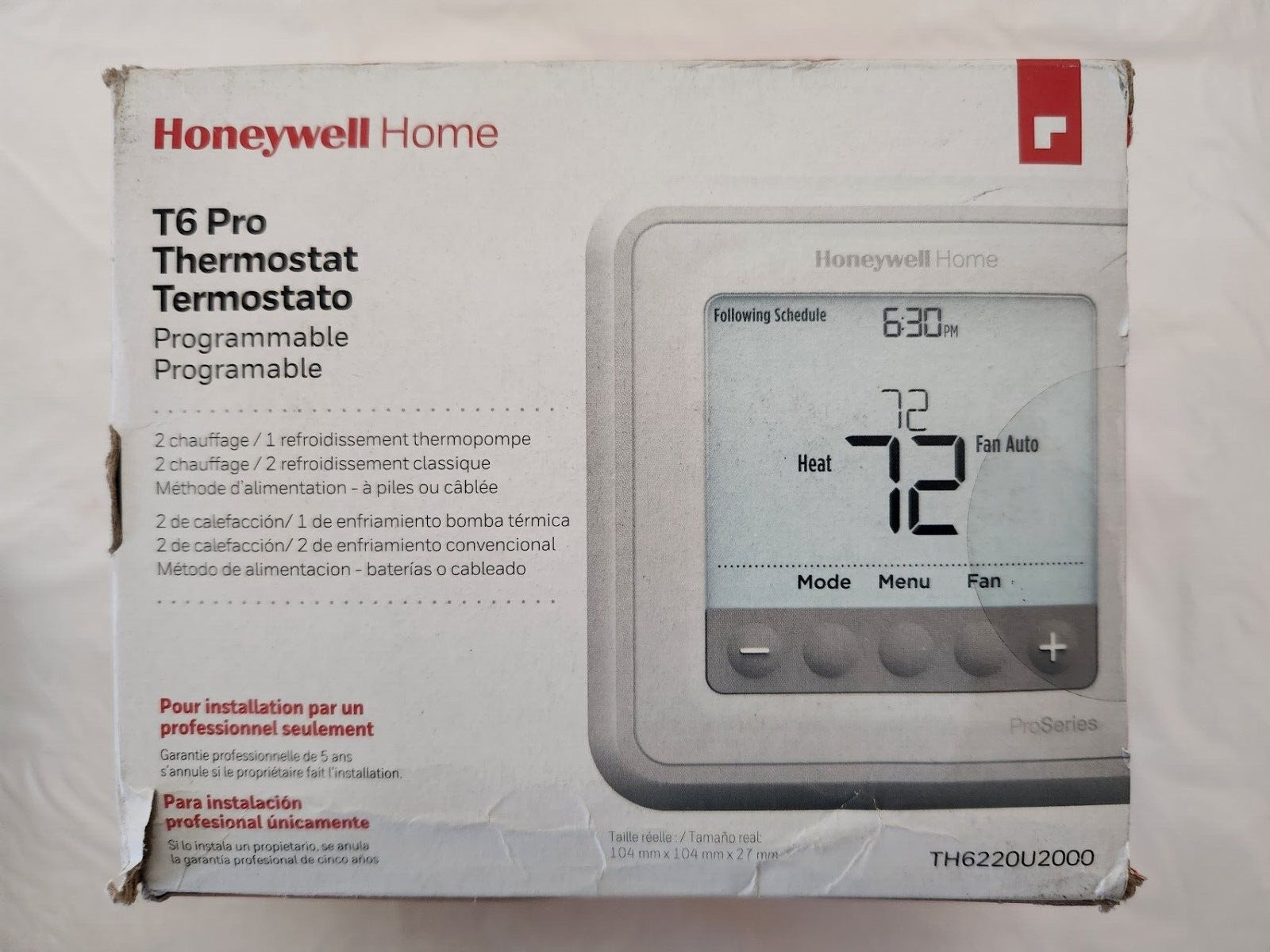 Sealed  Honeywell Home T6 Pro Thermostat Programmable #TH6220U2000