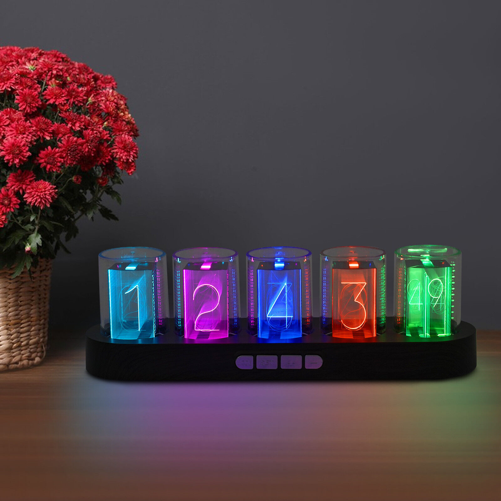 RGB Nixie Tube Clock LED Desk Clock USB full-color Changing Clock Decor Gift DIY