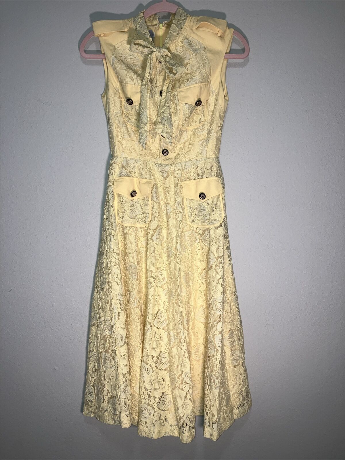Women’s Vintage Dress Unique Rare Lavaro Size M Yellow Summer Sun Dress