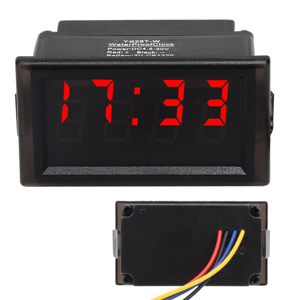 ・Red DC4.5-30V Waterproof Dustproof Car Electronic Clock LED Digital Display