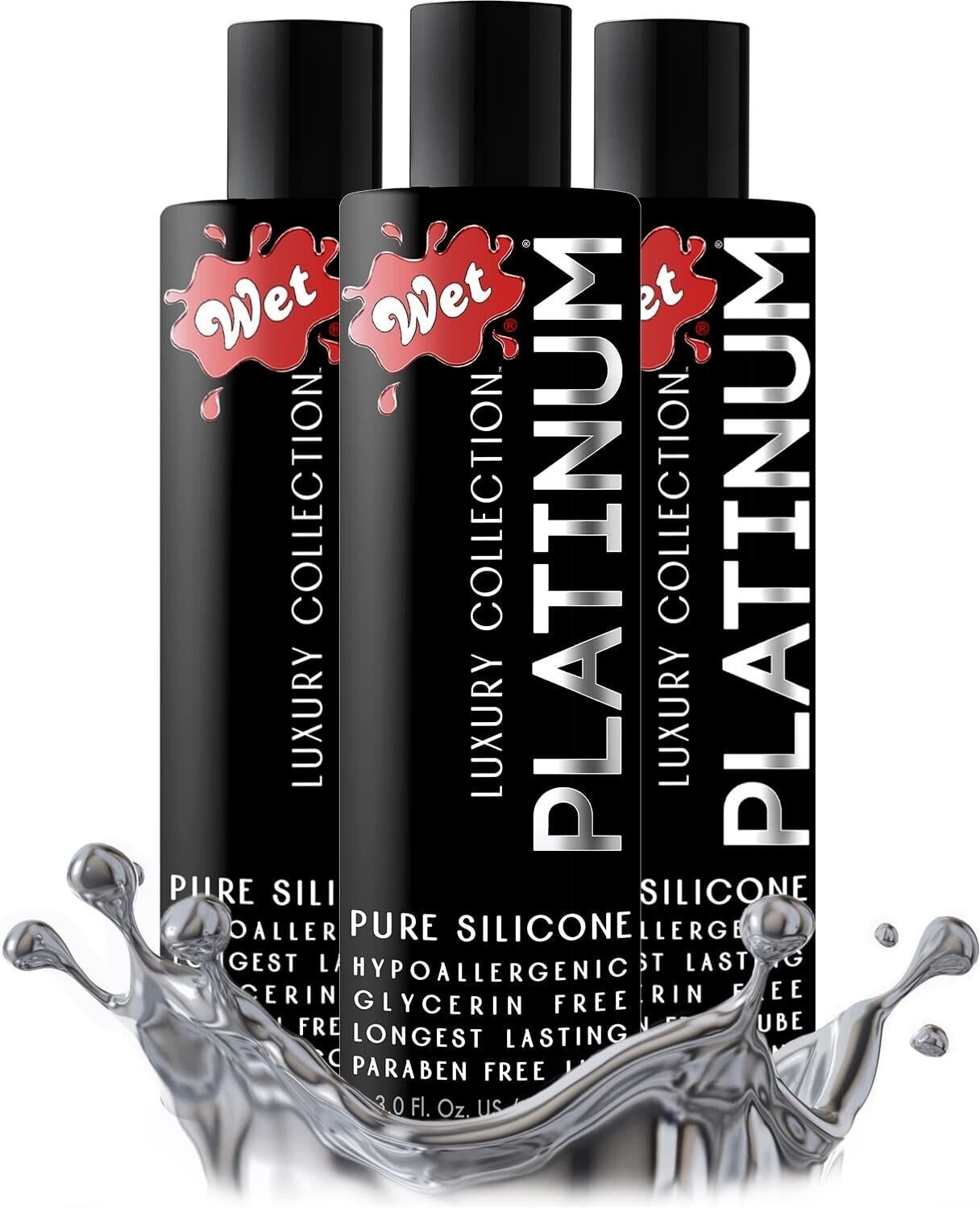 Wet Platinum Silicone Based Lube (3.0 fl oz 3-Pack), Personal Anal Lubricant