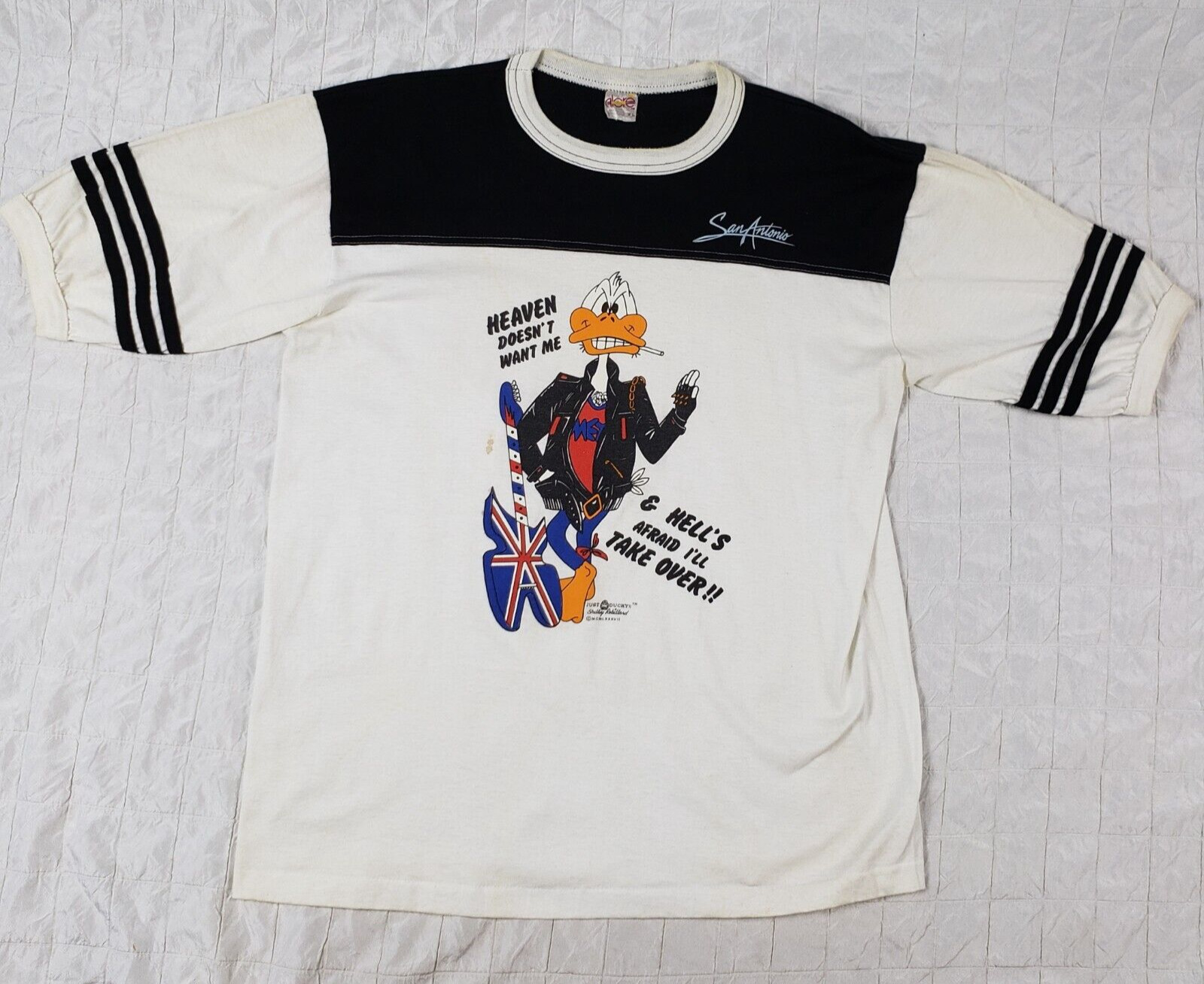 Vintage 1987 Just Ducky Punk Rock Shelley Robillard Alore T-Shirt White Mens XL