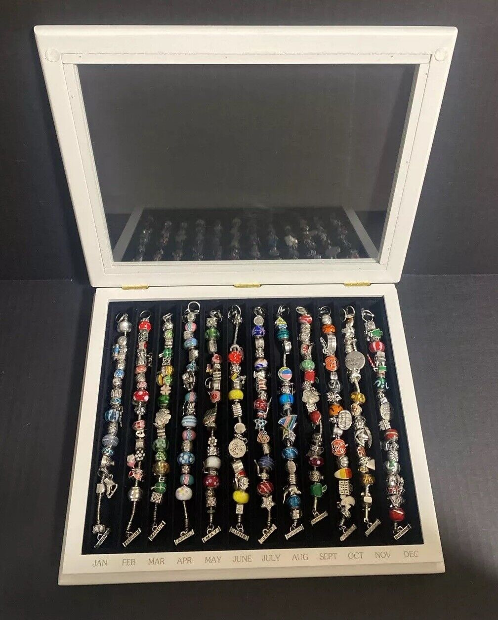 Willabee and Ward 12-Month Charm Bracelet Set Complete with Display Case