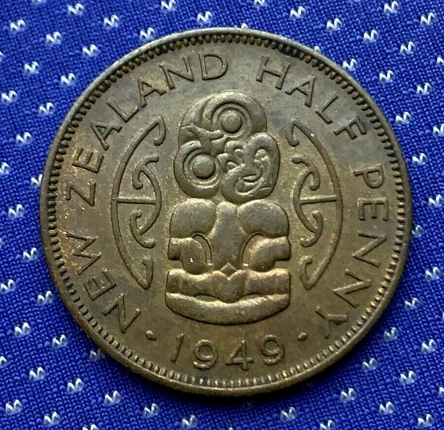 1949 New Zealand Half Penny Coin AU    #ZM169