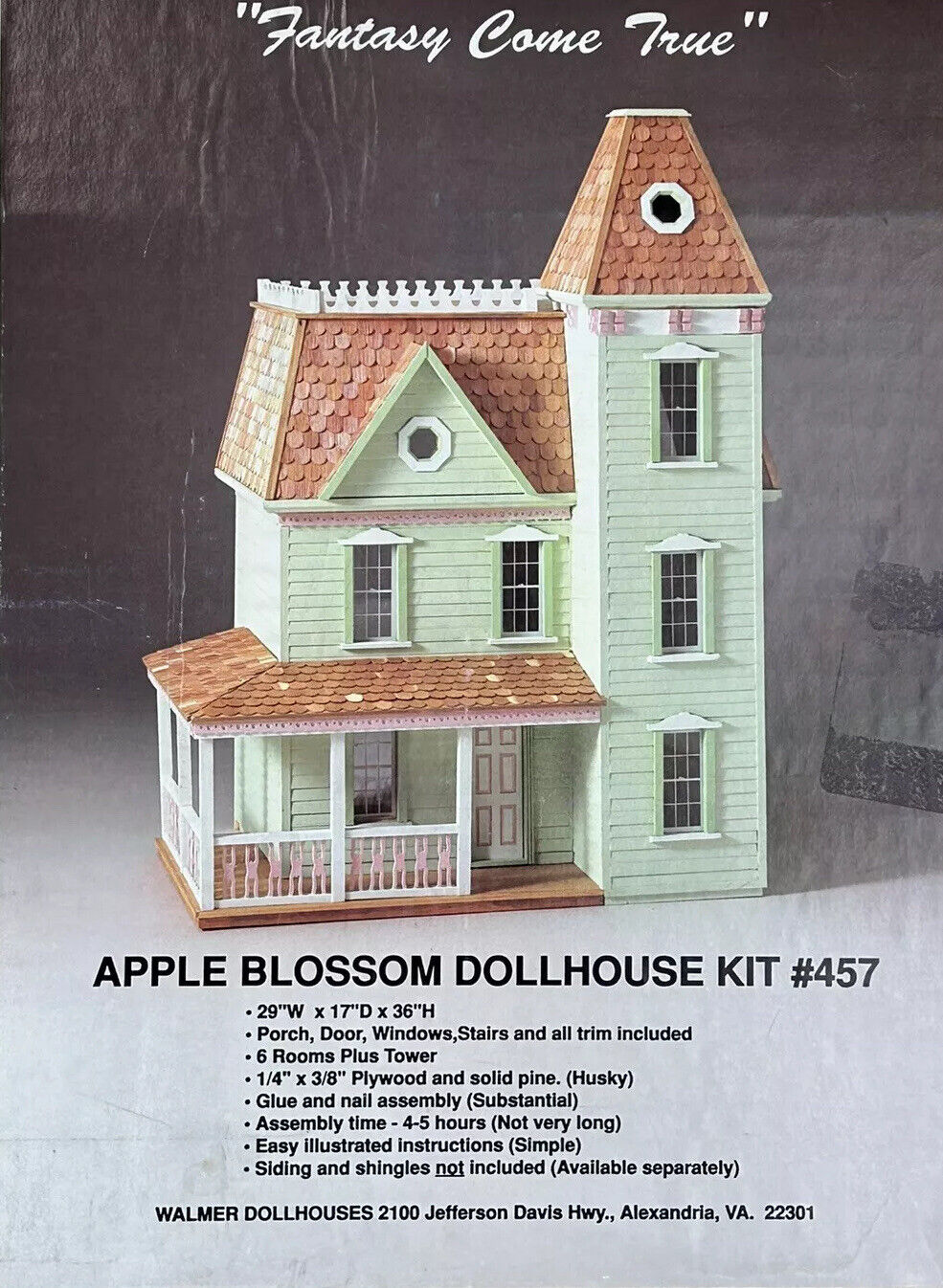 Walmer Enterprises DIY Apple Blossom Dollhouse Kit #457 NIB 36x29x17 Victorian