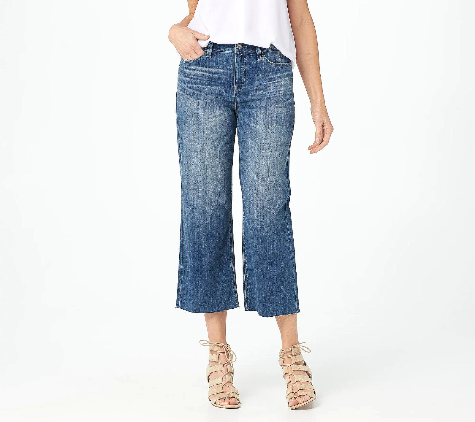 Laurie Felt Daisy Denim Wide Leg Crop Jeans- Brushed Medium, Petite 10