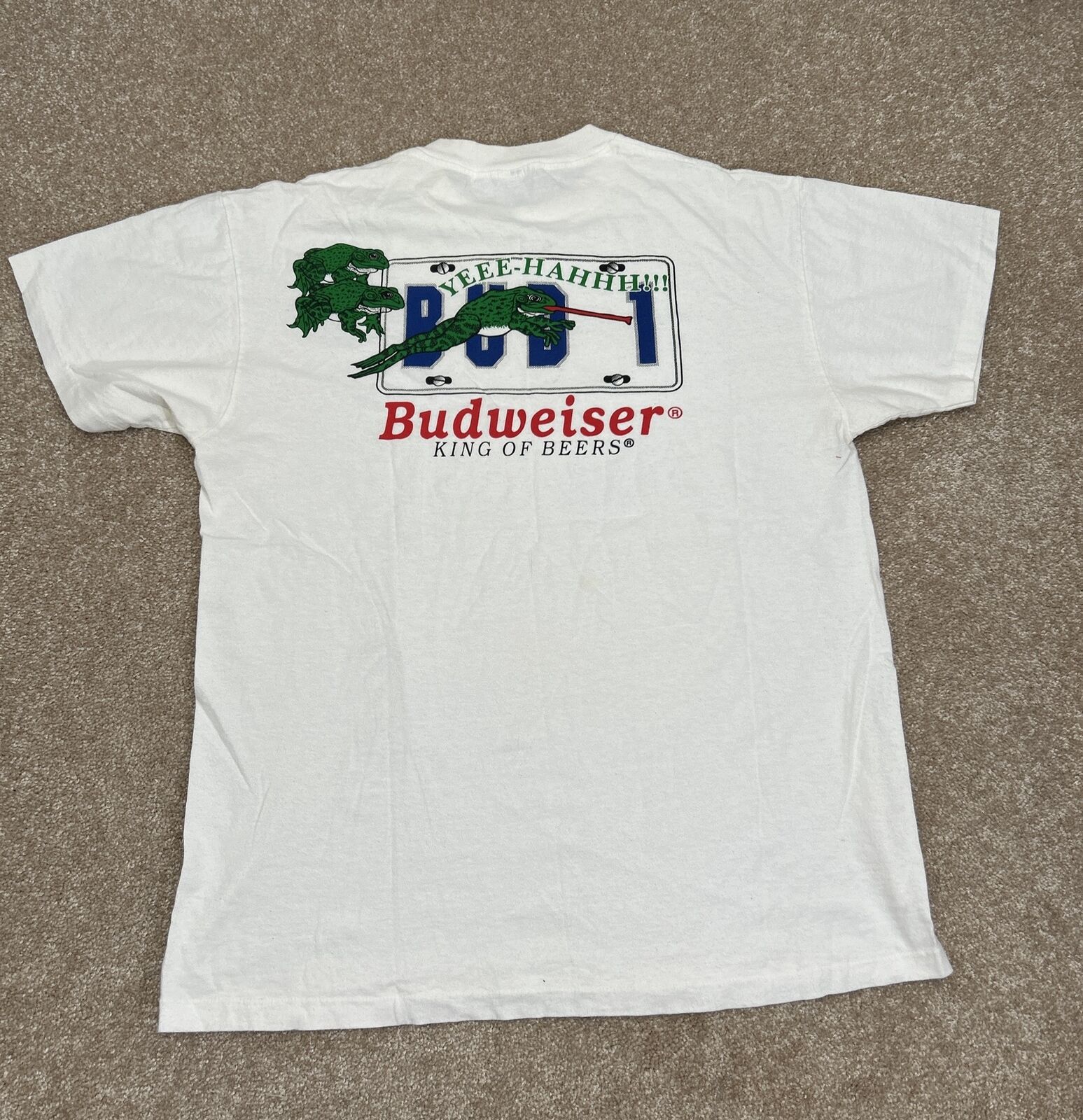 Vintage 90s Budweiser Frog Yeee Hahhh Single Stitch Shirt Mens Sz L Delta USA