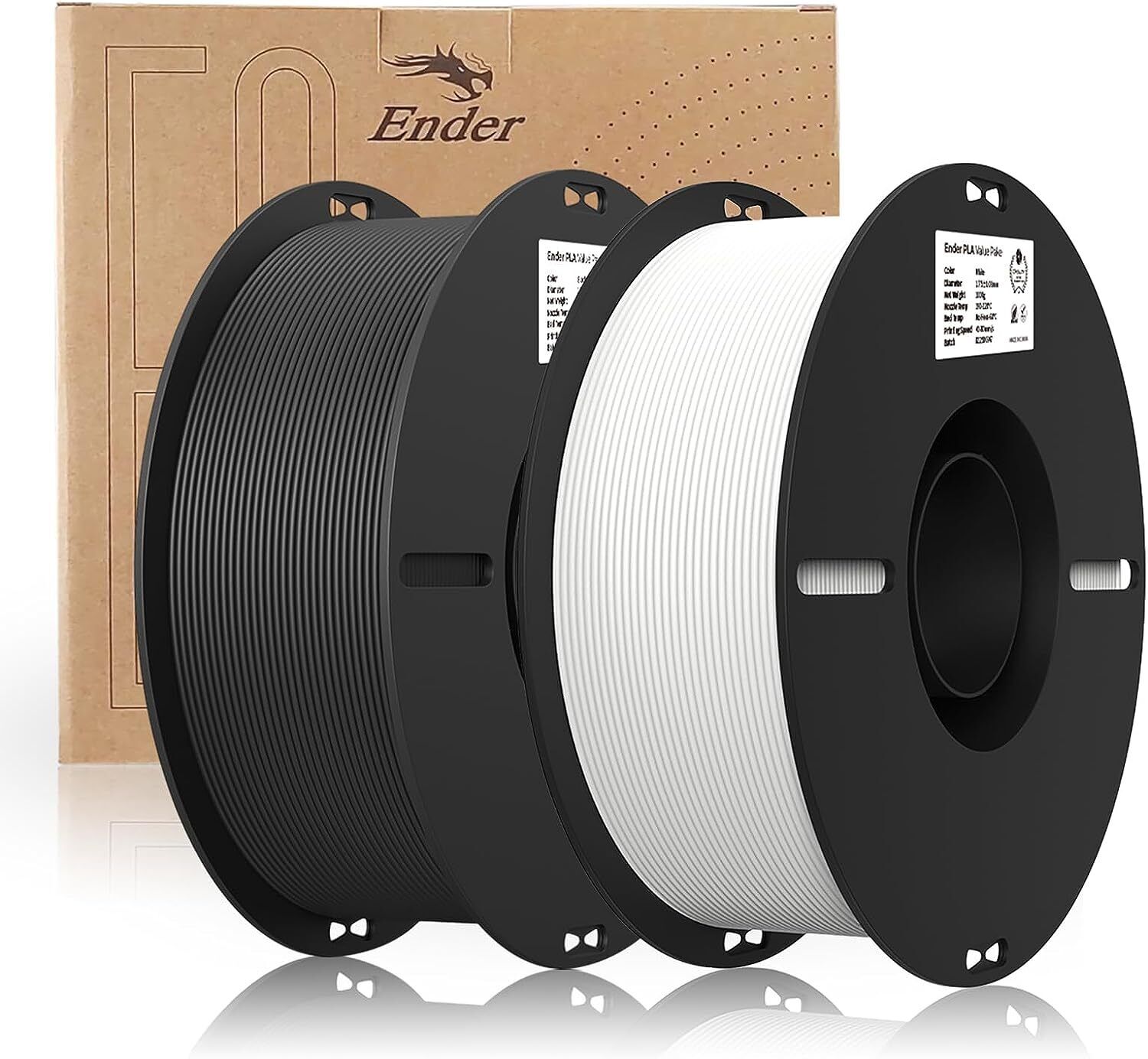 2pcs Creality 3D Printer Filament, Ender PLA Filament 1.75mm 2Kg for 3D Printing