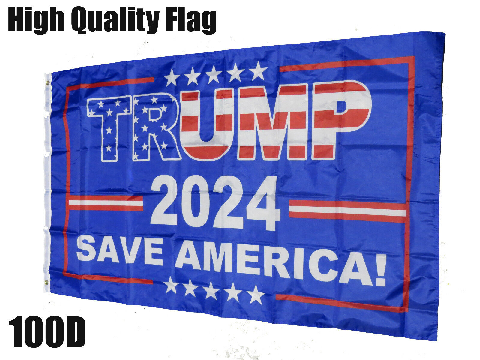 Trump (USA Overlay) 2024 MAGA Blue 3x5 3\'x5\' Premium Quality Polyester Flag