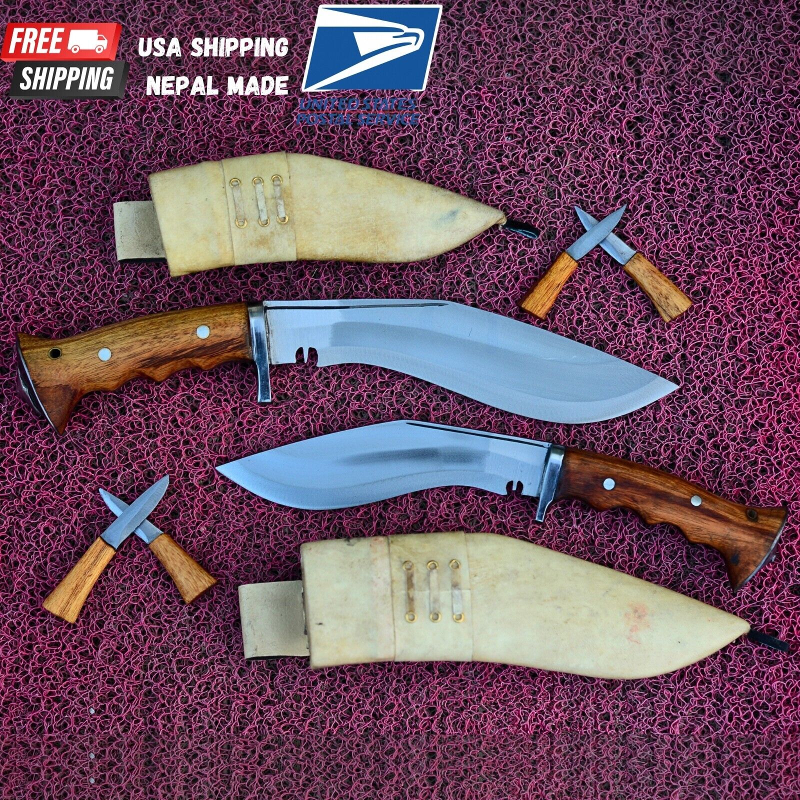 Handmade Gurkha Kukri- Iraqi Set Kukri Knives- Set of 2 British Knife- Hunting -