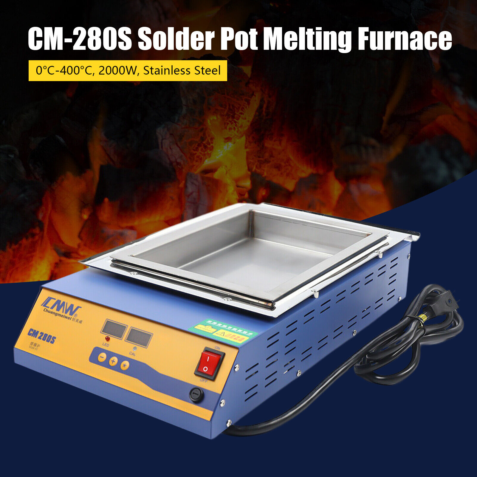 Digital 2KW 21.2kg Tin FurnaceTemperature Control Lead-Free Titanium Solder Pot