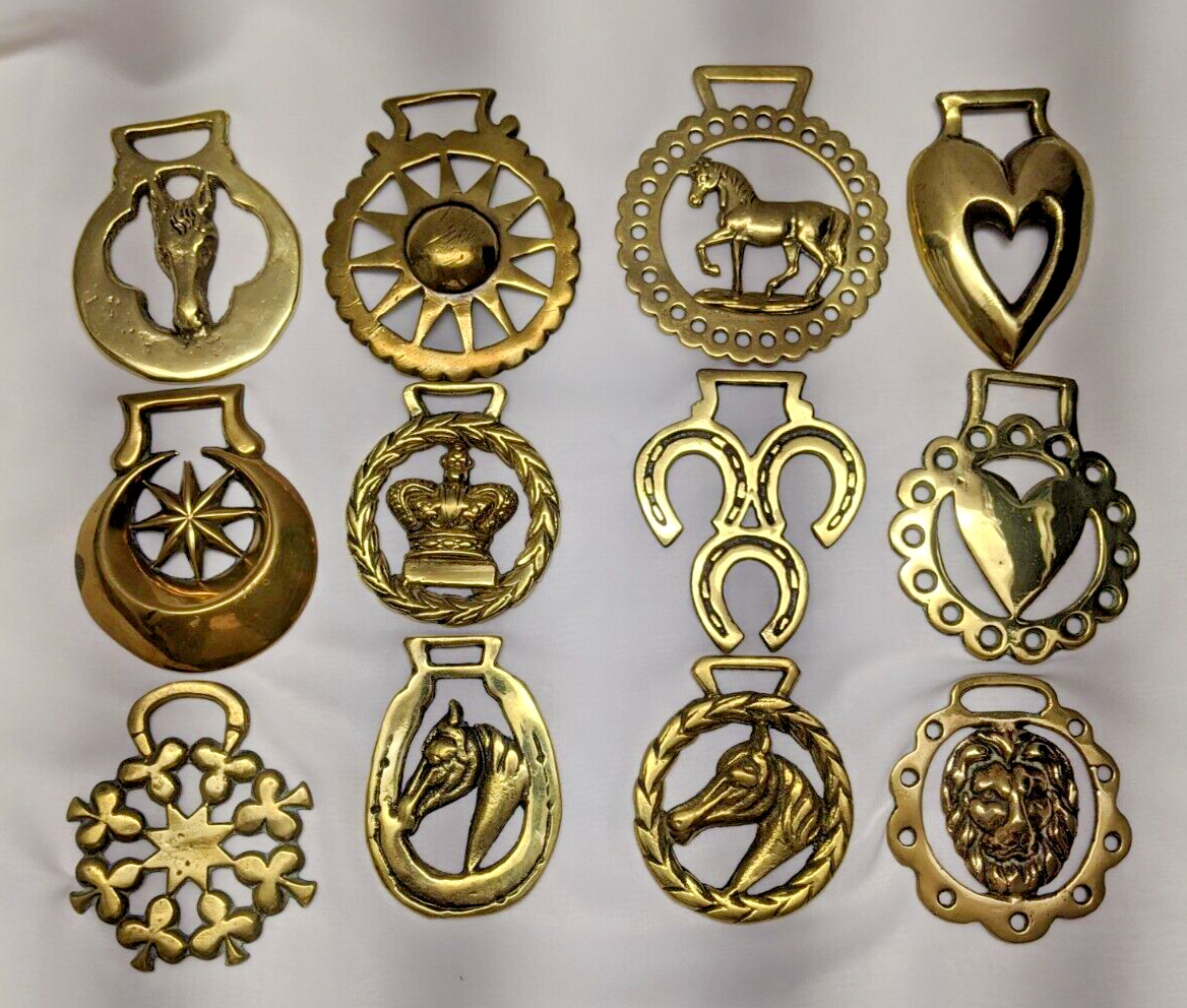 RESERVED FOR PURCHASE Brass Horse Medallion Lot of 12 Antique & Vintage
