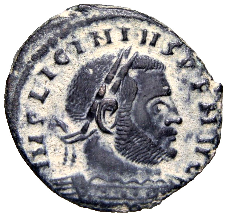 RARE & Near MS Beautiful Portrait Licinius I, 308-324. Follis Sol Roman Coin