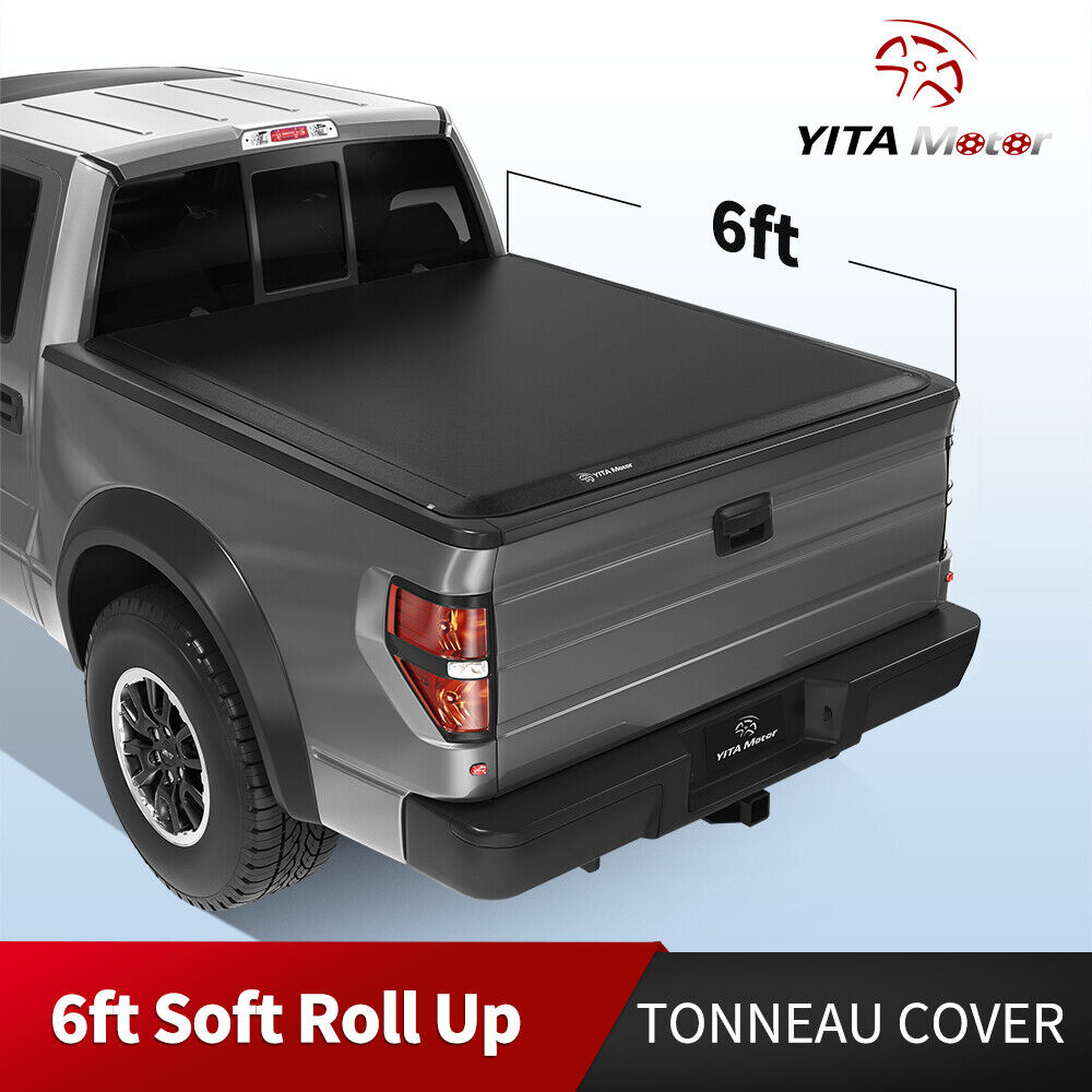 6 ft Truck Bed Tonneau Cover Soft Roll Up for 2005-2015 Toyota Tacoma w/ Lamp