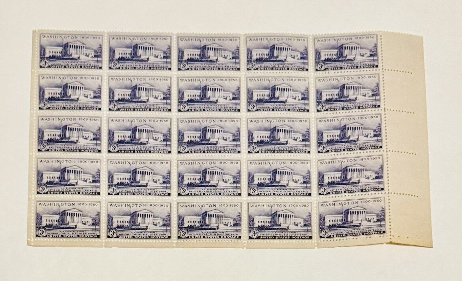 1800-1950 Washington 3 Cent Stamp U. S. Supreme Court Sesquicentennial 25 Pieces