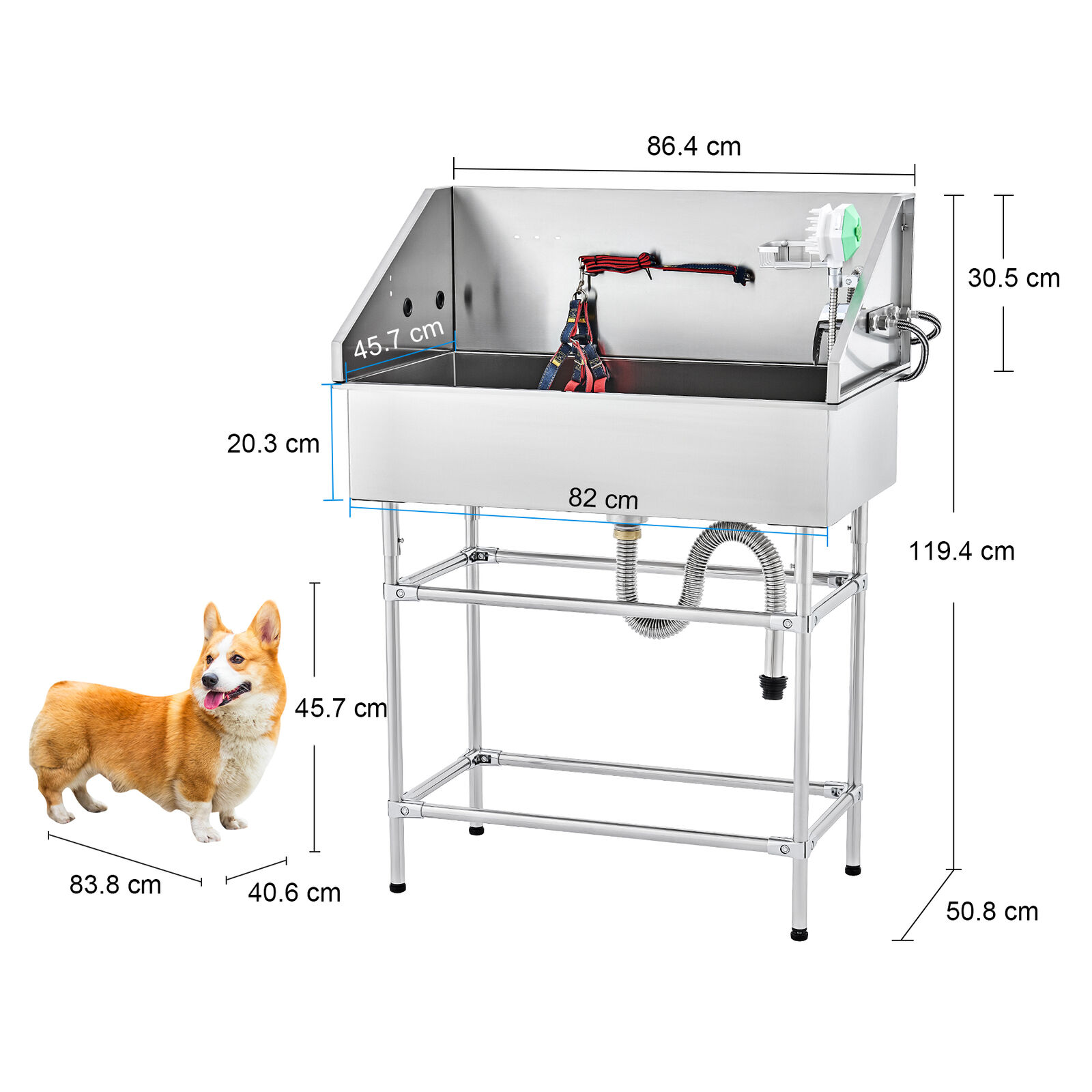 Pet Bathtub Stainless Steel Dog Grooming Kit Pet Salon Spa Veterinary Work