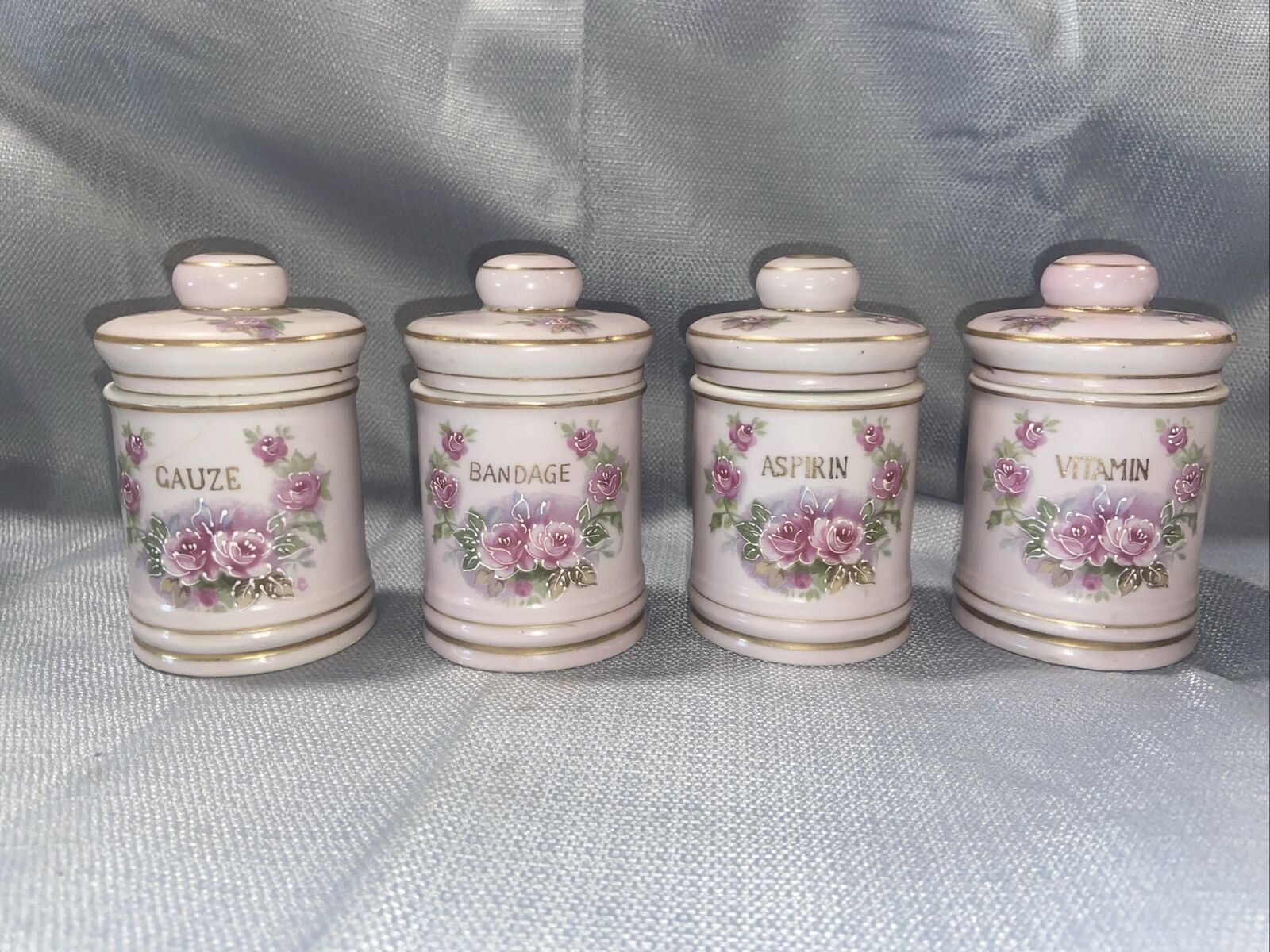 Rare Antique Porcelain Apothecary Jars Lefton’s Exclusives Lavender Hand Painted