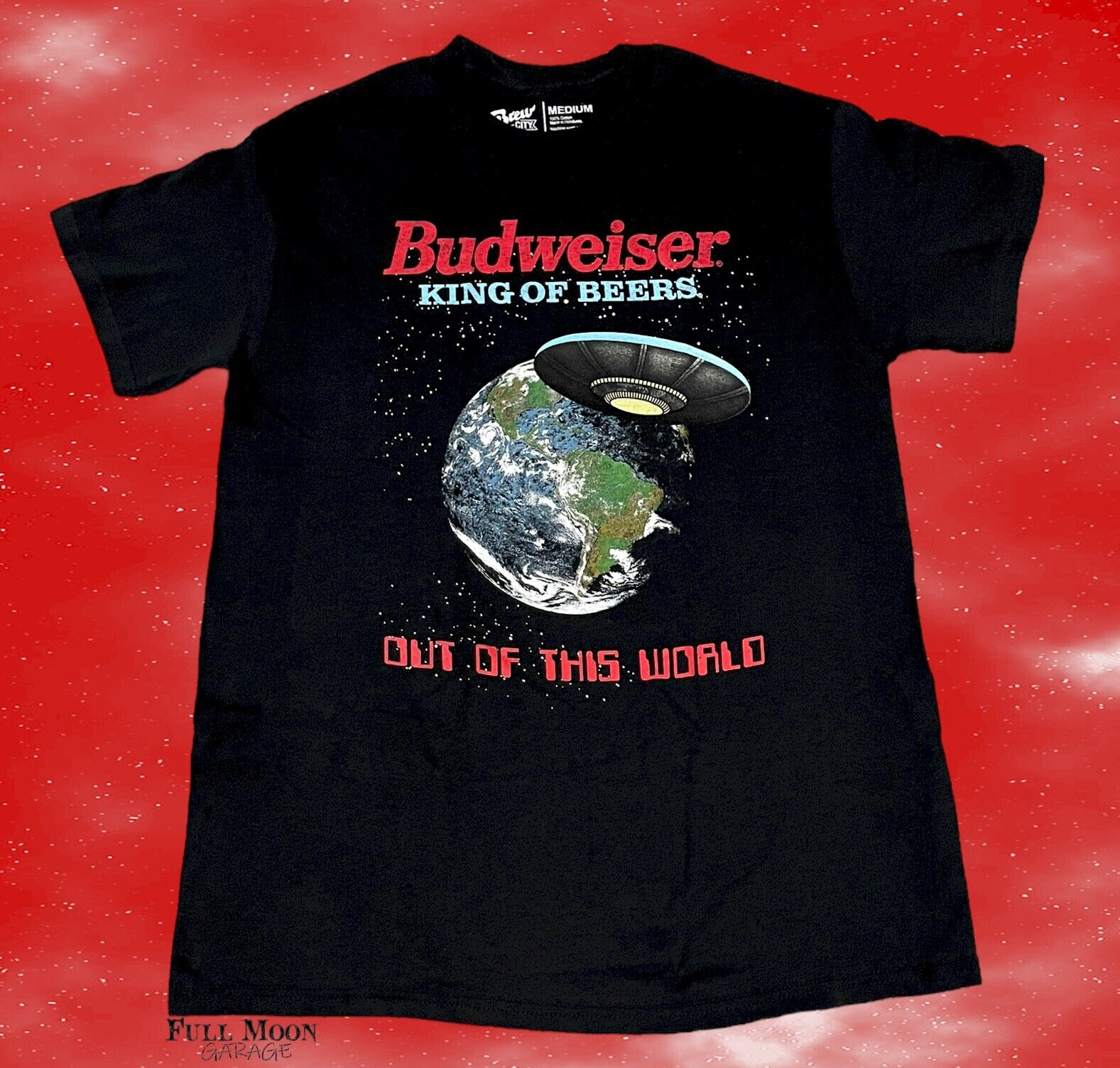 New Budweiser Beer Bud Out Of This World Classic Men's Vintage T-Shirt