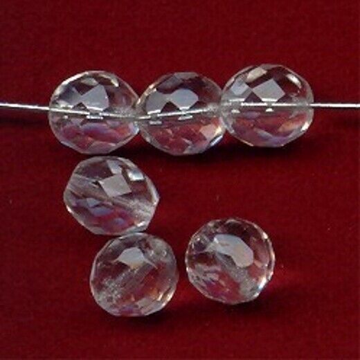 18 VINTAGE CRYSTAL GLASS FACETED 10mm. ROUND BEADS 4056