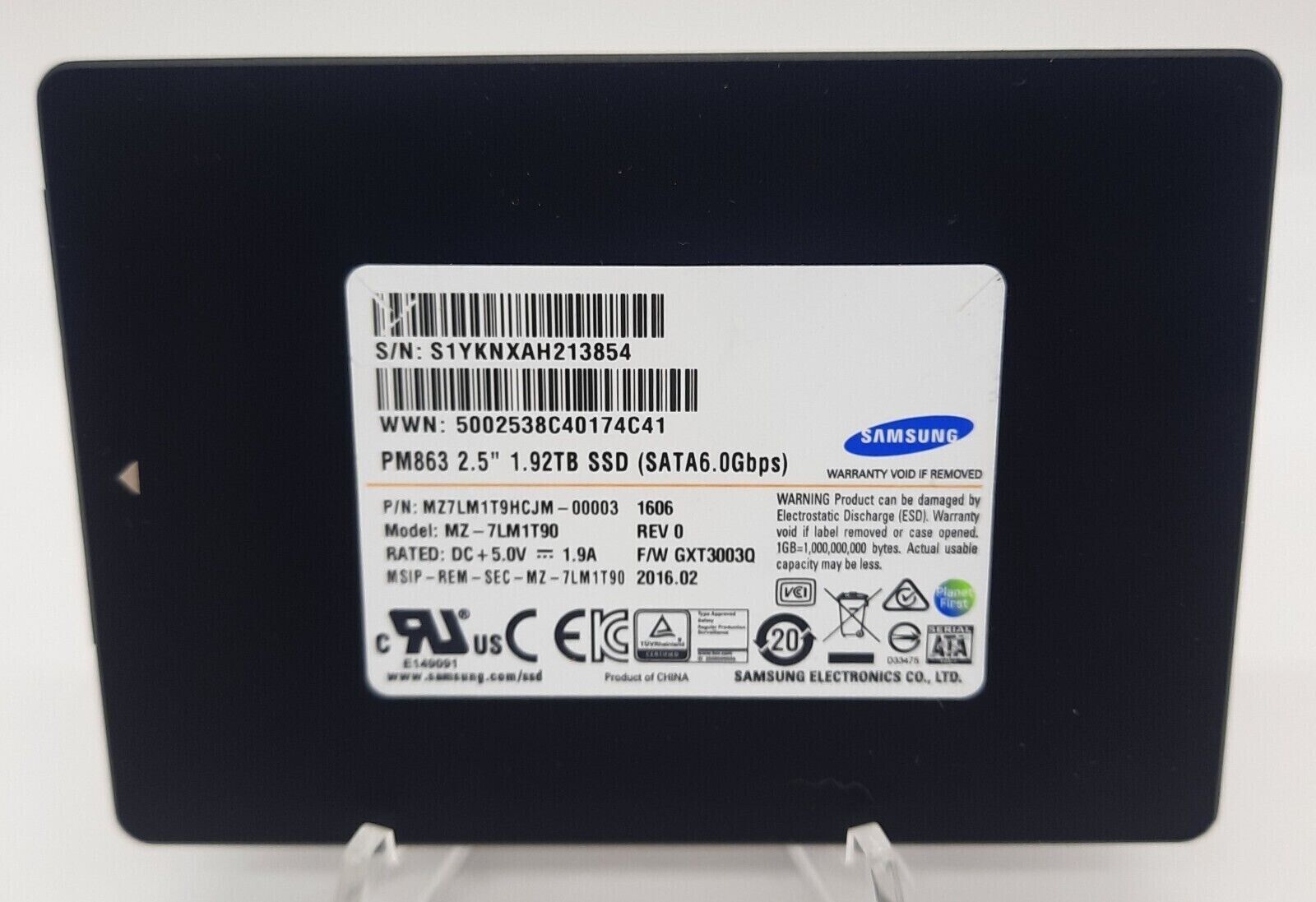 1.92TB SSD SATA 2.5 SAMSUNG MZ-7LM1T90 PM863 MZ7LM1T9HCJM Tested 93%+