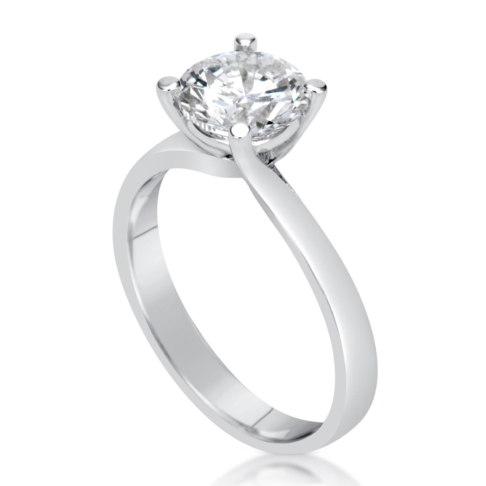 3 Ct Classic 4 Prong Round Cut Diamond Engagement Ring VVS2 F White Gold 18k