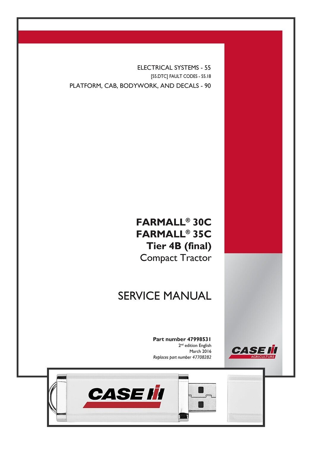 CASE IH Farmall 30C Farmall 35C Tier 4B Tractor Service Manual on USB stick