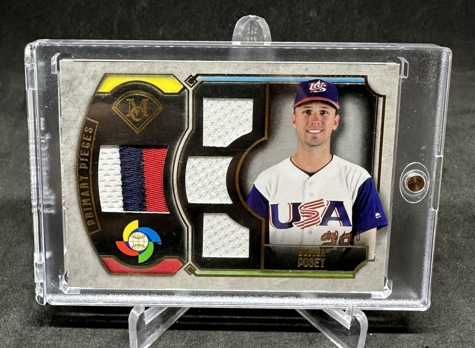 2017 Museum Collection Quad World Baseball Classic Patch Gold Buster Posey /10