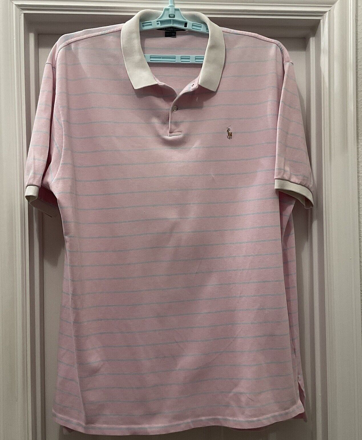 Vintage Ralph Lauren Polo Shirt Men XL Pink Stripped USA Made 90s