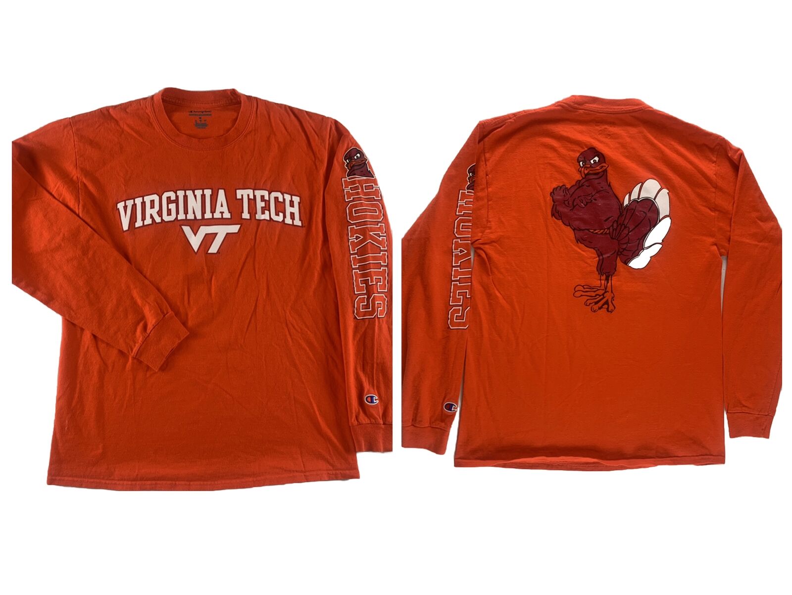 Virginia Tech Hokies Long Sleeve T-Shirt Size Medium Back Graphic Mens M