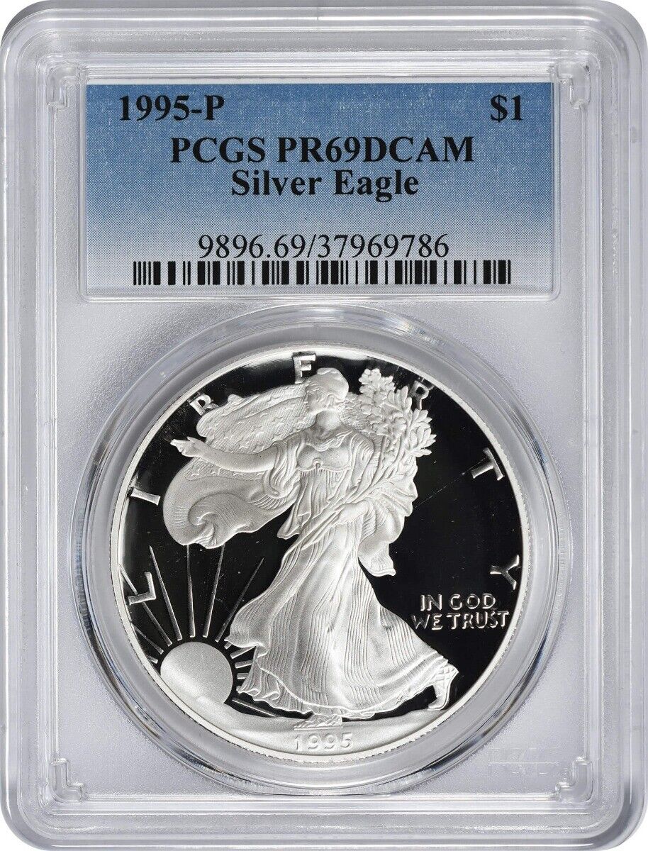 1995-P American Silver Eagle Dollar PR69DCAM PCGS Proof 69 Deep Cameo