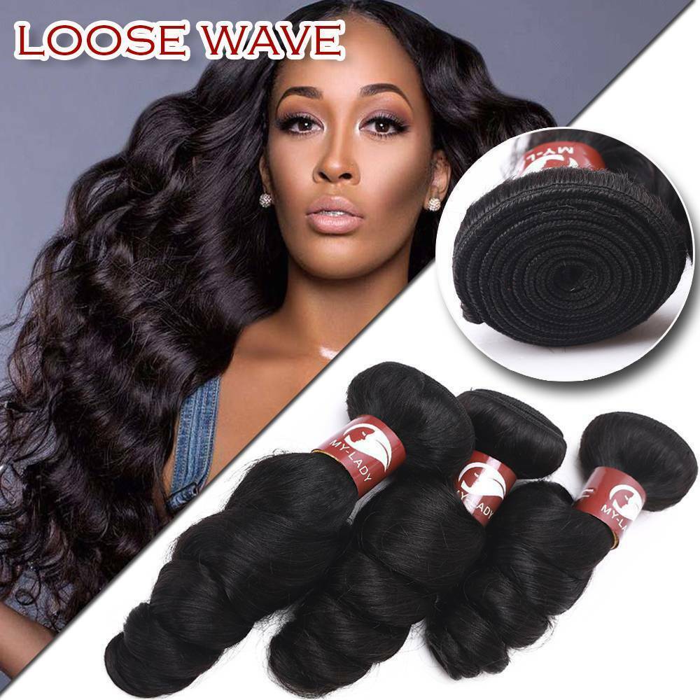 LOOSE WAVE 3 BUNDLES/300G 100% Unprocessed Virgin Human Hair Wefts 8A Brazilian