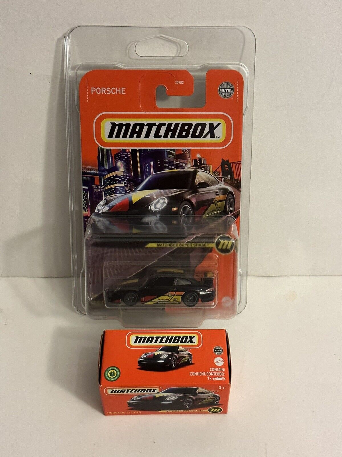 2022 Matchbox ‘2’ Super Chase’s Porsche 911 GT3 Box and Carded w/Protector